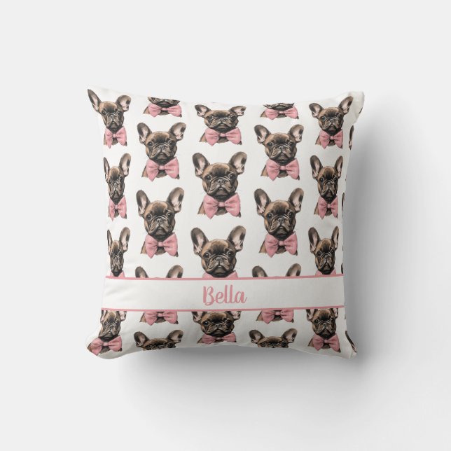 Coquette Frenchie Costumizable Name  Cushion (Front)