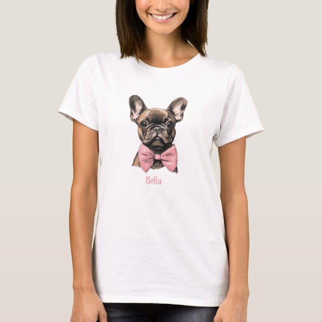 Coquette Frenchie Costumizable Name T-Shirt (Front)