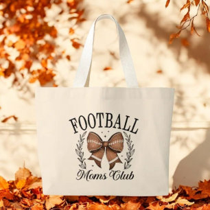 Coquette Game Day Football Moms Club Large Tote Bag