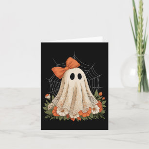 Coquette Ghost Halloween Flower Ghost Spooky Lace Card