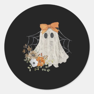 Coquette Ghost Halloween Flower Ghost Spooky Lace Classic Round Sticker