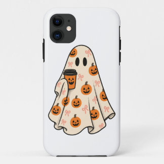 Coquette Ghost Pumpkin Spice Coffee Halloween iPho iPhone 11 Case