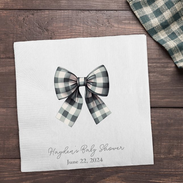 Coquette Gingham Bow Personalised Napkin (Creator Uploaded)