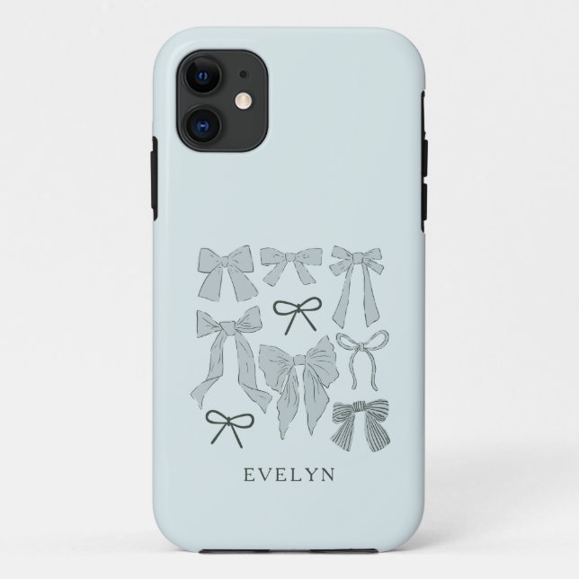 Coquette Girly Bows Blue Case-Mate iPhone Case (Back)