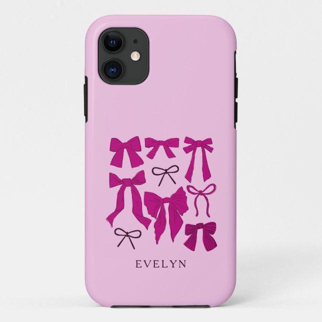 Coquette Girly Bows Magenta Case-Mate iPhone Case (Back)
