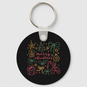 Coquette Girly Christmas Holly Xmas Jolly Merry Ch Key Ring