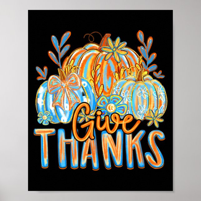 Coquette Give Thanks Christian Thanksgiving Floral Poster (Front)