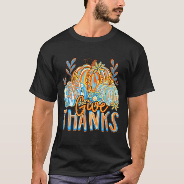 Coquette Give Thanks Christian Thanksgiving Floral T-Shirt (Front)