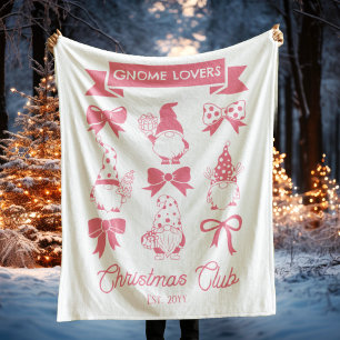 Coquette Gnome Lovers Christmas Club -Pink   White Fleece Blanket