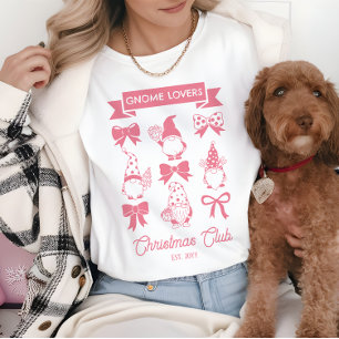 Coquette Gnome Lovers Christmas Club -Pink   White Tri-Blend Shirt