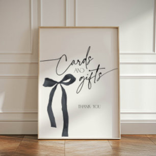 Coquette Gothic Black Bow Cards and Gifts  Pedestal Sign
