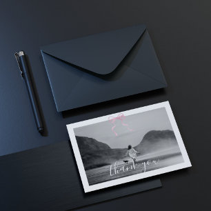 Coquette Graduation Pink Ribbon Thank You Card