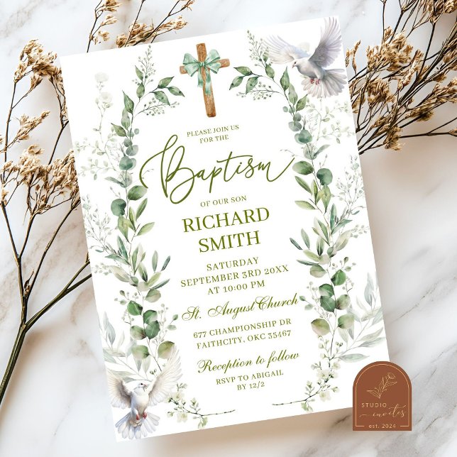 Coquette Greenery Baptism Invitation (Creator Uploaded)