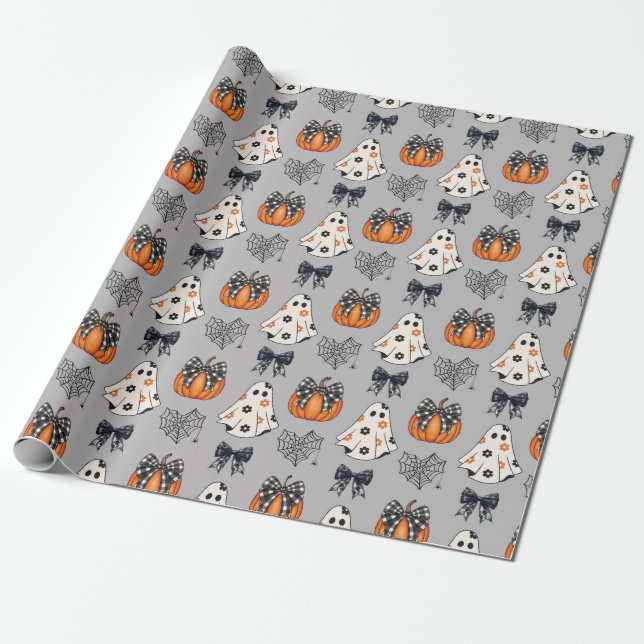 Coquette Halloween Charm Wrapping Paper (Unrolled)