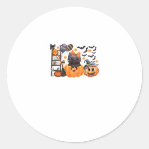 Coquette Halloween Cute Cat Bows Pumpkin Spooky Se Classic Round Sticker