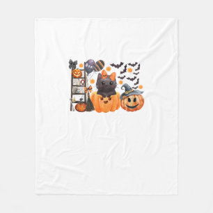 Coquette Halloween Cute Cat Bows Pumpkin Spooky Se Fleece Blanket