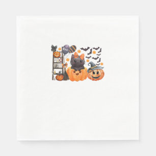 Coquette Halloween Cute Cat Bows Pumpkin Spooky Se Napkin