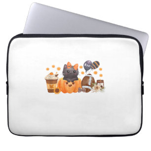 Coquette Halloween Cute Cat Pumpkin Football Fall  Laptop Sleeve