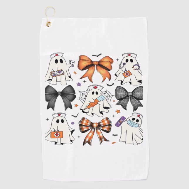 Coquette Halloween Ghost Nurse Classic T-Shirt Golf Towel (Front)