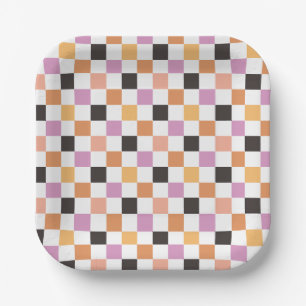 Coquette Halloween Party Chequerboard Chequered Paper Plate