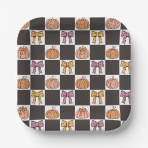 Coquette Halloween Party Girly Pumpkin Bow Preppy Paper Plate