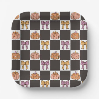 Coquette Halloween Party Girly Pumpkin Bow Preppy Paper Plate