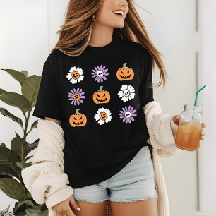 Coquette Halloween Pumpkins Flowers Skulls Tri-Blend Shirt