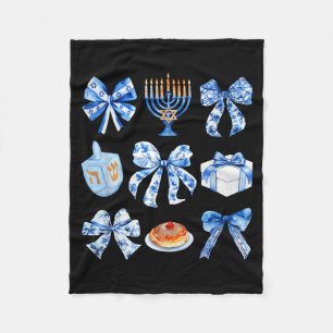 Coquette Hanukkah Bow Jewish Bow Menorah Bow Women Fleece Blanket