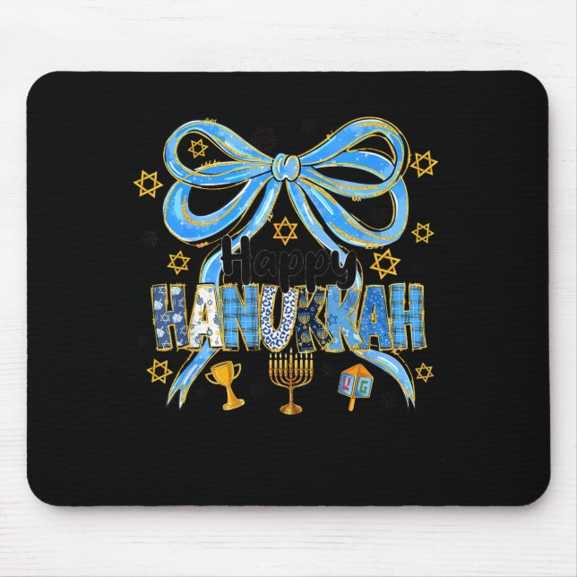 Coquette Hanukkah Bow Jewish Bow Menorah Bow Women Mouse Pad (Front)