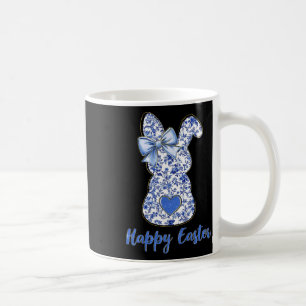 Coquette Happy Easter Blue Floral Chinoiserie Bunn Coffee Mug