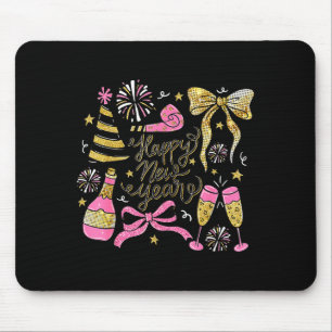 Coquette Happy New Year 2026 Champagne New Year's  Mouse Pad