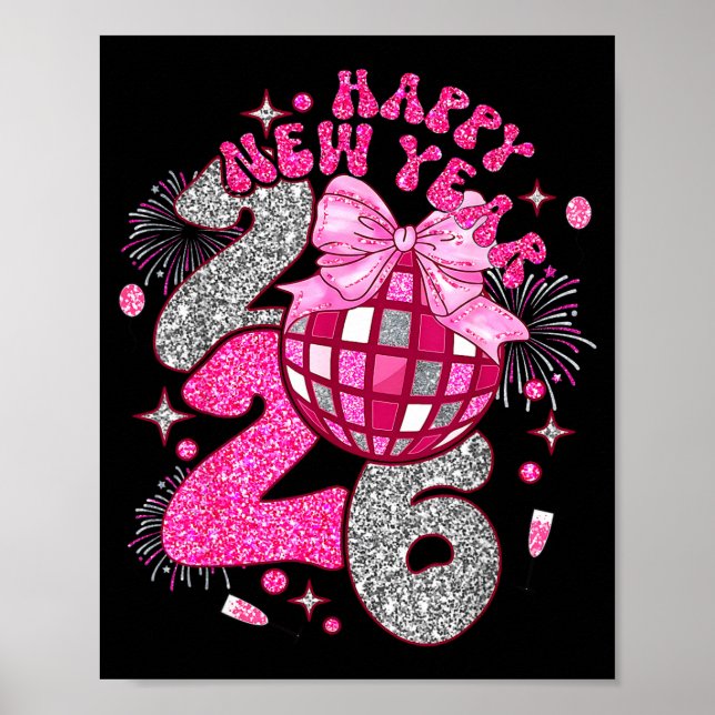Coquette Happy New Year 2026 Party Matching Family Poster (Front)