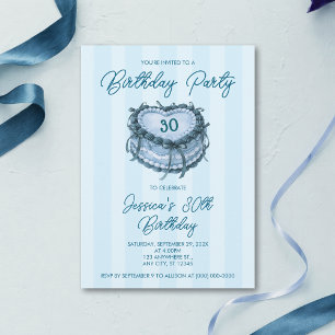 Coquette Heart Cake Birthday Invitation