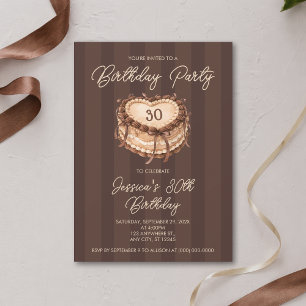 Coquette Heart Cake Birthday Invitation