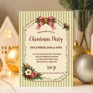 Coquette Heirloom Botanical Christmas Invitation