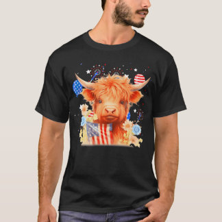 Coquette Highland Cow 4Th Of July Patriotic Cute A T-Shirt