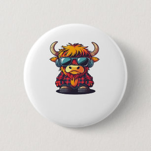 Coquette Highland Cow Bubblegum Tshirt Design, Hol 6 Cm Round Badge