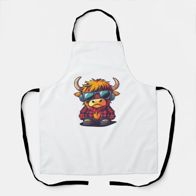 Coquette Highland Cow Bubblegum Tshirt Design, Hol Apron (Front)