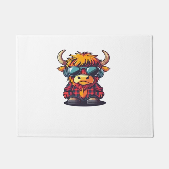 Coquette Highland Cow Bubblegum Tshirt Design, Hol Doormat (Front)