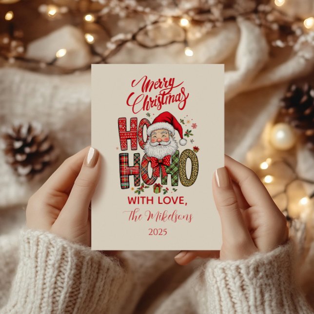 Coquette Ho Ho Ho Santa Christmas Holiday Card (Creator Uploaded)