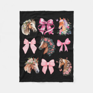 Coquette Horse Riding Wildflowers Equestrian Horse Fleece Blanket