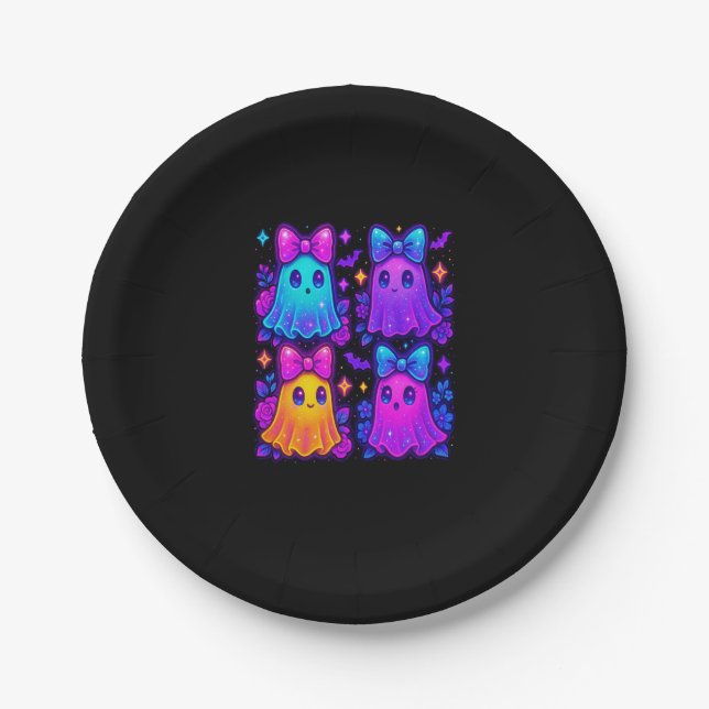 Coquette Iridescent Halloween Paper Plate (Front)