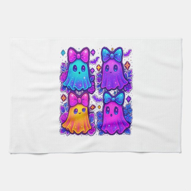 Coquette Iridescent Halloween Tea Towel (Horizontal)