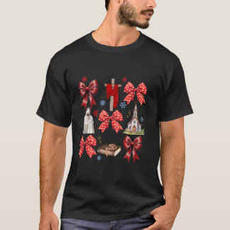 Coquette Jesus Christmas Bow Christian Bibble Vers T-Shirt