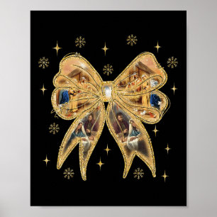Coquette Jesus Christmas Bow Christian Nativity Sc Poster