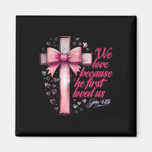 Coquette Jesus Valentine Cross Bow Christian Love Magnet