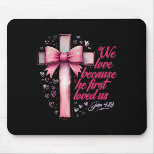 Coquette Jesus Valentine Cross Bow Christian Love Mouse Pad