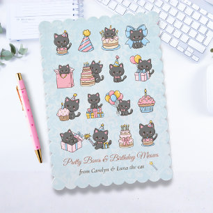 Coquette Kawaii Cat Birthday Card