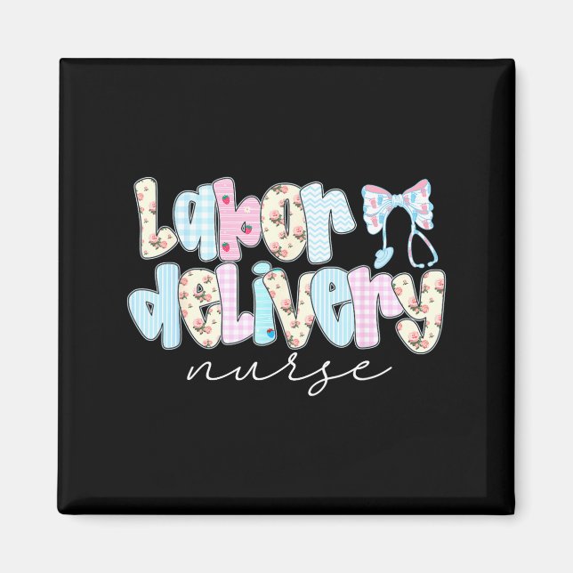 Coquette Labor And Delivery Nurse Crewneck, Bow St Magnet (Front)