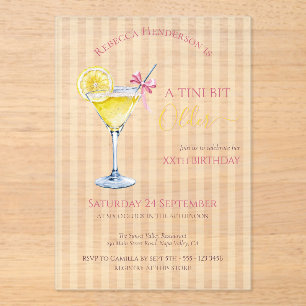 Coquette lemon cocktail A tini bit Older birthday Acrylic Invitations